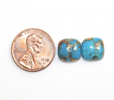 Copper Blue Turquoise Cabs Cushion 10mm Approximately 8 Carat Matching Pair