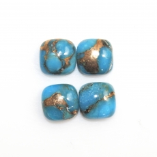 Copper Blue Turquoise Cabs Cushion 8mm Approximately 9 Carat