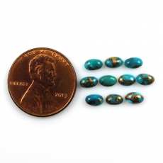 Copper Blue Turquoise Cabs Oval 5x3mm Approximately 2.18 Carat