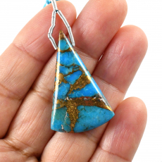 Copper Blue Turquoise Drop Conical Shape 35x22mm Drilled Bead Single Pendant Piece