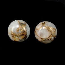 Copper Calcite Cab Round 11mm Matching Pair Approximately 8 Carat