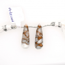 Copper Calcite Drop Briolette Shape 27x9mm Drilled Bead Matching Pair