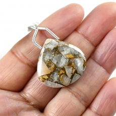 Copper Calcite Drop Heart Shape 25x25mm Drilled Bead Single Pendant Piece