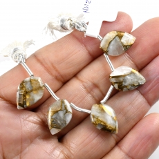 Copper Calcite Drop Leaf Shape 15x10mm Drilled Beads 5 Pieces Line