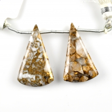 Copper Calcite Drops Conical Shape 30x18mm Drilled Beads Matching Pair