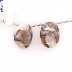 Copper Calcite Drops Oval Shape 18x13mm Drilled Beads Matching Pair