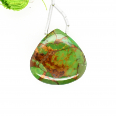 Copper Green Turquoise  Drops Heart Shape 25x25mm Drilled Bead Pendent Single Piece