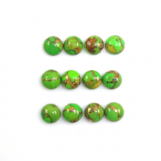 Copper Green Turquoise Cab Round 6mm Approximately 10 Carat