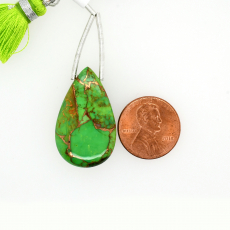 Copper Green Turquoise Drops Almond Shape 30x18mm Drilled Beads Pendent Pieces