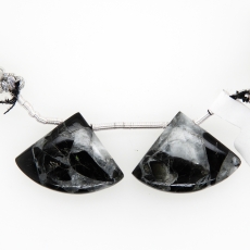 Copper Obsidian Drops Fan Shape 18x22mm Drilled Bead Matching Pair