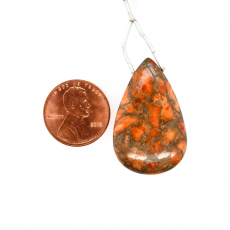 Copper Orange Tuqoise Drop Almond Shape 33x20mm Drilled Beads Single Piece