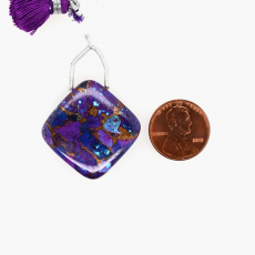 Copper Purple Turquoise Drop Cushion Shape 30x30mm Drilled Bead Single Pendant Piece