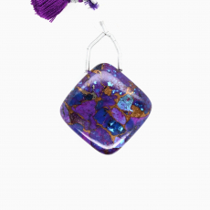 Copper Purple Turquoise Drop Cushion Shape 30x30mm Drilled Bead Single Pendant Piece