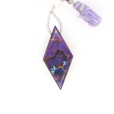 Copper Purple Turquoise Drops Diamond Shape 36x16mm Drilled Beads Matching Pair With Single Pendant Piece