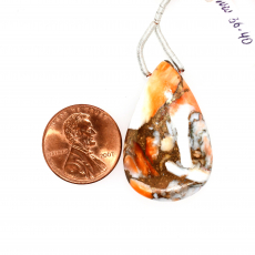 Copper Spiny Orange Oyster  Drops Almond Shape 33x20mm Drilled Bead Single Pendant Piece