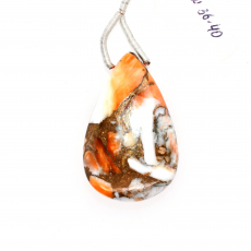 Copper Spiny Orange Oyster  Drops Almond Shape 33x20mm Drilled Bead Single Pendant Piece