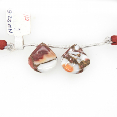 Copper Spiny Red Oyster Drops Heart shape 17x17mm Drilled Beads Matching Pair