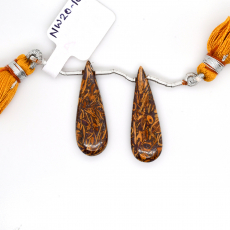 Coquina Jasper Drop Almond Shape 29x10mm Drilled Bead Matching Pair