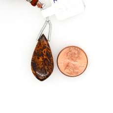 Coquina Jasper Drop Leaf Shape 21x14mm Drilled Bead Single Piece