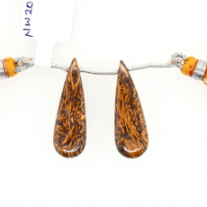 Coquina Jasper Drops Almond Shape 29x10mm Drilled Beads Matching Pair