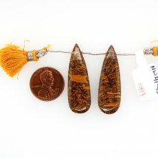 Coquina Jasper Drops Almond Shape 38x12mm Drilled Beads Matching Pair