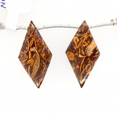 Coquina Jasper Drops Diamond Shape 31x15mm Drilled Beads Matching Pair