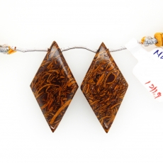 Coquina Jasper Drops Kite Shape 35x26mm Drilled Beads Matching Pair