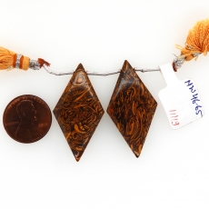 Coquina Jasper Drops Kite Shape 38x20mm Drilled Beads Matching Pair