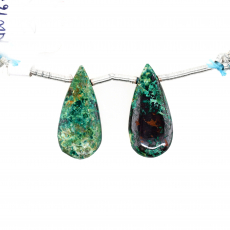 Cuprite Chrysocolla Drops Almond Shape 20x10mm Drilled Beads Matching Pair