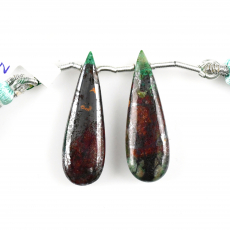 Cuprite Chrysocolla Drops Almond Shape 29x9mm Drilled Beads Matching Pair