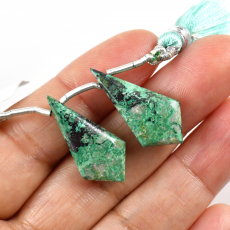 Cuprite Chrysocolla Drops Shield Shape 27x13mm Drilled Beads Matching Pair