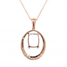 Cushion 10x8mm Pendant Semi Mount in 14K Rose Gold With White Diamonds (PD0786)