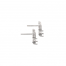 Cushion 4mm Earring Semi Mount in 14K White Gold with Accent Diamonds (ER3010)