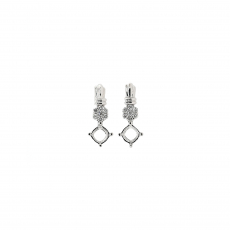Cushion 4mm Earring Semi Mount in 14K White Gold with Accent Diamonds (ER3010)