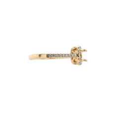 Cushion 4mm Ring Semi Mount in 14K Yellow Gold with White Diamonds (RG0406)