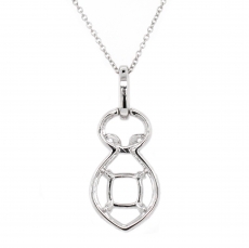 Cushion 5.5mm Pendant Semi Mount in 14K White Gold With White Diamonds (PD1509)