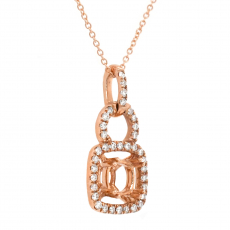 Cushion 5mm Pendant Semi Mount in 14K Rose Gold With White Diamonds (PD2618)