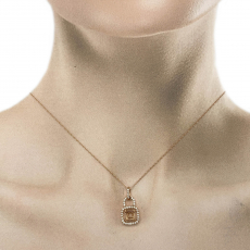 Cushion 5mm Pendant Semi Mount in 14K Rose Gold With White Diamonds (PSCS003)
