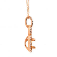 Cushion 5mm Pendant Semi Mount in 14K Rose Gold With White Diamonds (PSCS003)
