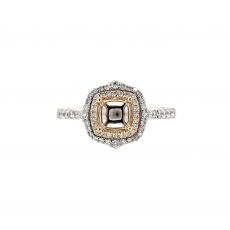 Cushion 5mm Ring Semi Mount in 14K Dual Tone (White/Yellow) Gold with Accent Diamonds (RG0637)
