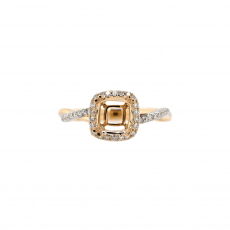 Cushion 6.5mm Ring Semi Mount in 14K Dual Tone (Yellow/White) Gold with Accent Diamonds (RG1796)