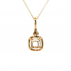 Cushion 6mm Pendant Semi Mount In 14K Yellow Gold With White Diamonds(Chain Not Included)
