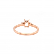 Cushion 6x4mm Ring Semi Mount in 14K Rose Gold With White Diamond (RSCL055)