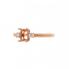 Cushion 6x4mm Ring Semi Mount in 14K Rose Gold With White Diamond (RSCL055)