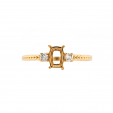 Cushion 6x4mm Ring Semi Mount in 14K Yellow Gold With White Diamond (RG4391)