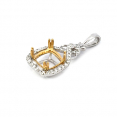 Cushion 6x6mm Pendant Semi Mount in 14K Dual Tone (White/Yellow) Gold with Diamond Accents