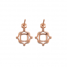 Cushion 7mm Earring Semi Mount in 14K Rose Gold with Accent Diamonds (ER1913) Part of Matching Set