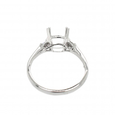 Cushion 7mm Ring Semi Mount in 14K White Gold With White Diamonds (RG2949)