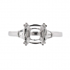 Cushion 7mm Ring Semi Mount in 14K White Gold With White Diamonds (RG2949)