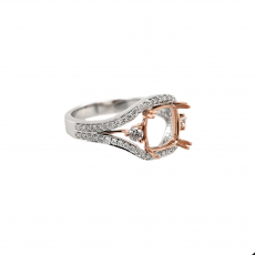 Cushion 7mm Ring Semin Mount in 14K Dual Tone (White/Rose) Gold with Accent Diamonds (RG3493)